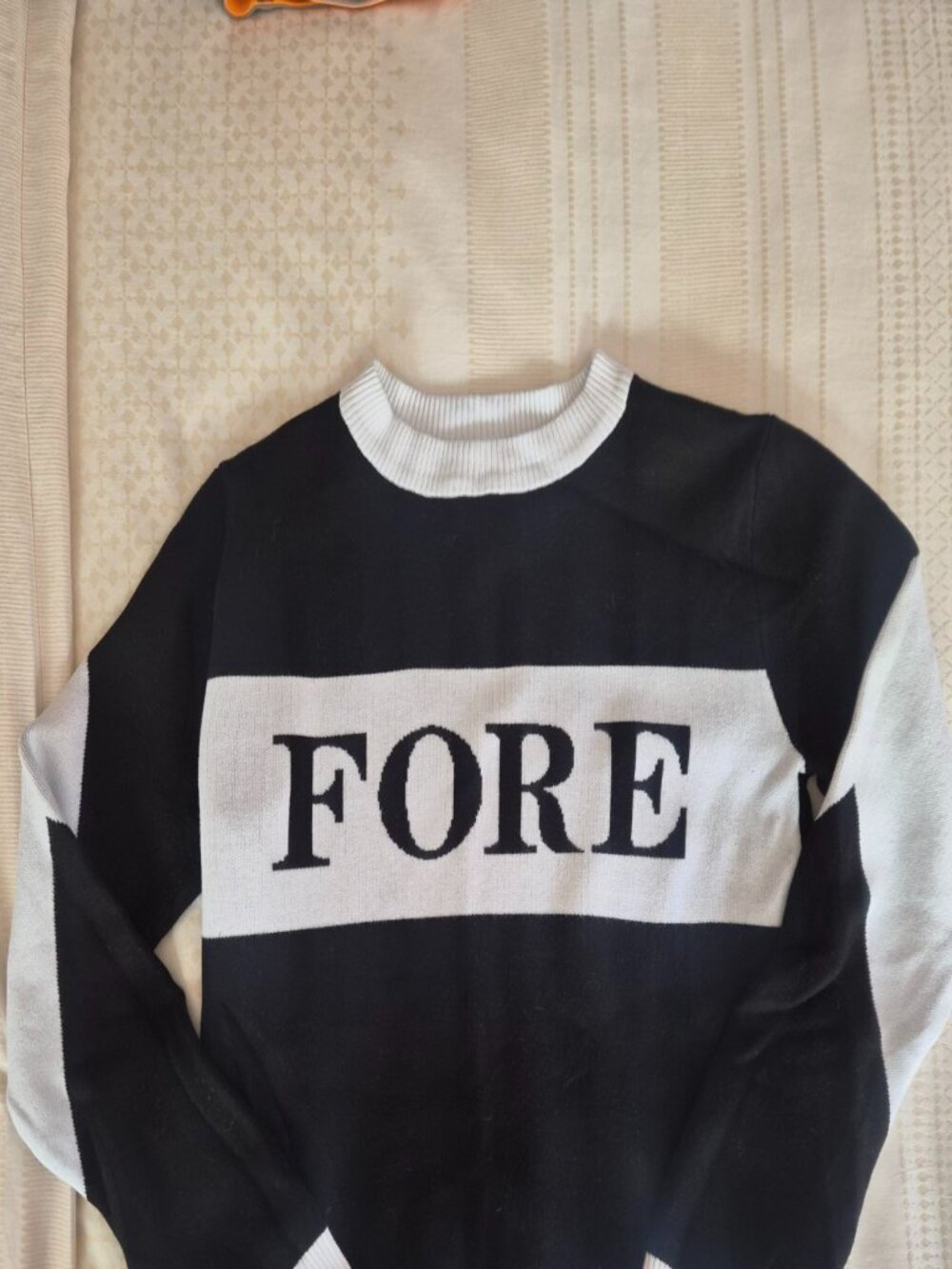 Fore All Fore Sweater Black White Golf Crewneck Knit - Size M